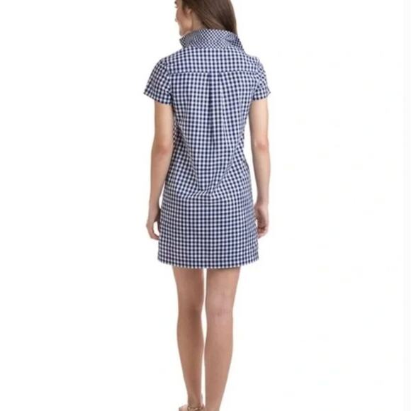 Vineyard Vines Gingham Contrasting Placket Shirt Dress Women's Size 6 Pockets Ex - Picture 2 of 12